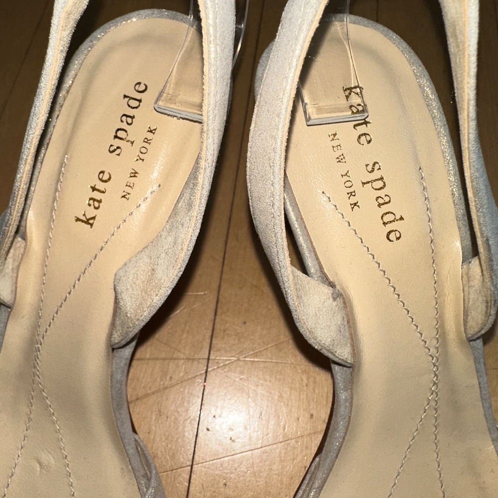 Kate spade gold shimmer suede sling back sandal, 7.5  CB2502 - Picture 6 of 9